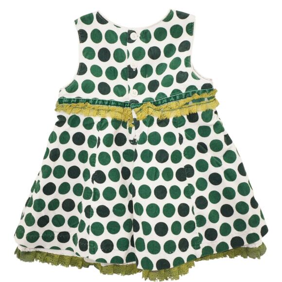 The Children’s Place Green Polka Dot Corduroy Dress 12 Months Baby Girl Retro - Picture 3 of 6